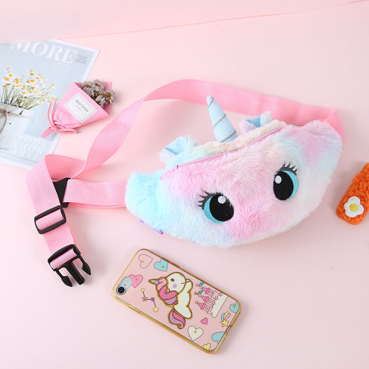 Cartoon Plush Shoulder Bag Little Girl Cute Big Eyes Waist Bag Kindergarten Children Messenger Bag Chest Bag