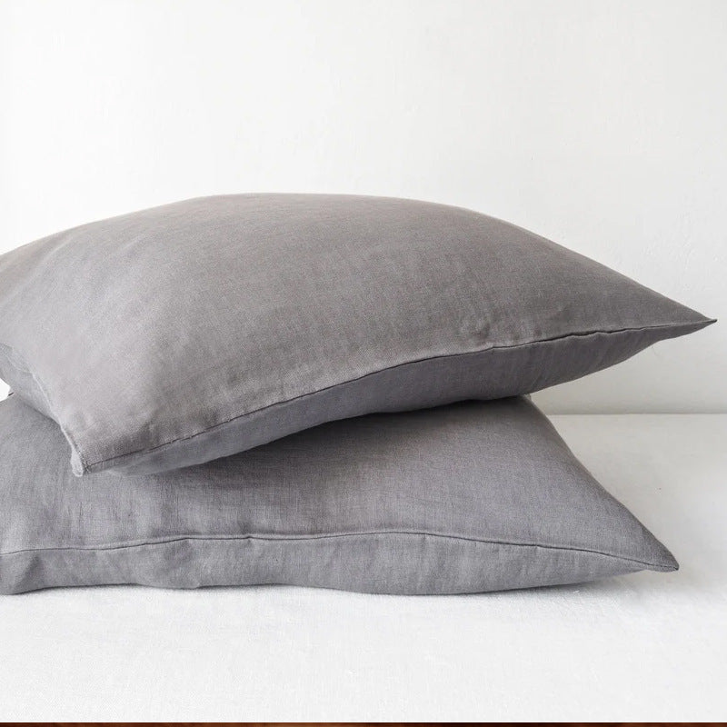 Ins Style Solid Color Linen Pillowcase Rectangular Envelope One-pair Package Thick Plain Pillow Case One Piece Dropshipping