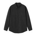 Boys Autumn Leisure Retro Loose-fitting Solid Color Long Sleeves Pleated Shirt