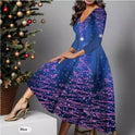 Long Sleeve Dress V-neck Plus Size Women's Clothing