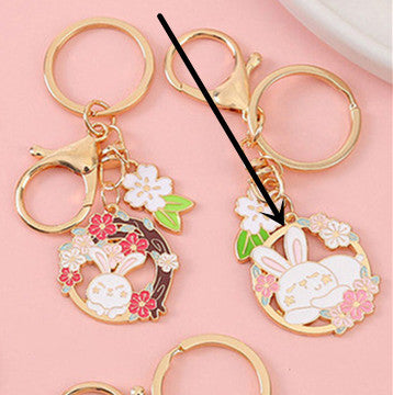 Rabbit Year Lucky Cartoon Trend Alloy Oil Dropping Keychain Cute