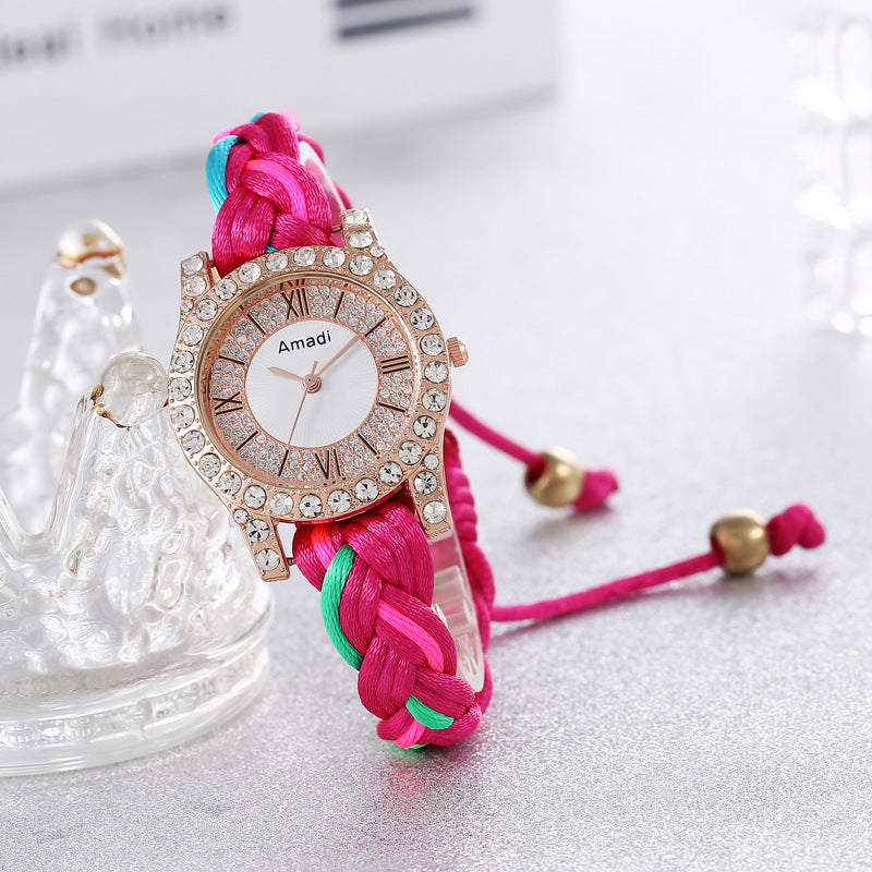 Macaron Color DIY Hand Weaving Bracelet Watch