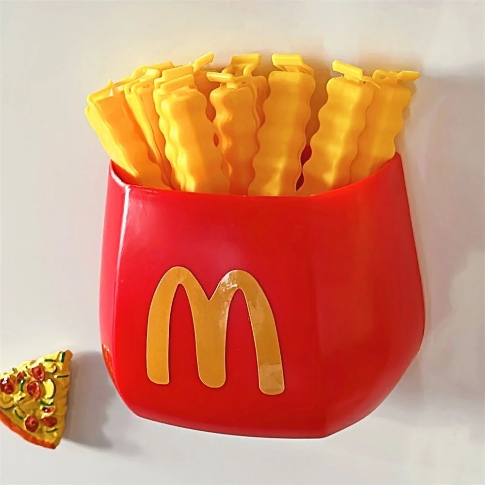 Creative French Fries Sealing Clip Magnetic Refrigerator Sticker Storage Box Food Snacks Multi-function Pen Holder