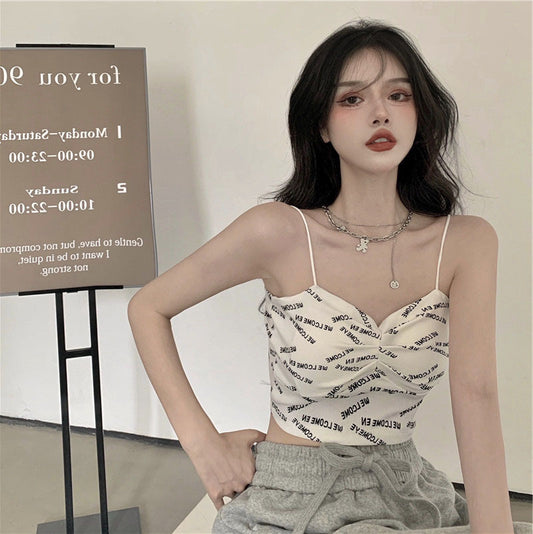 Club Letter Camisole Summer Clothes Women's Crop Top Bra Bralette Vest