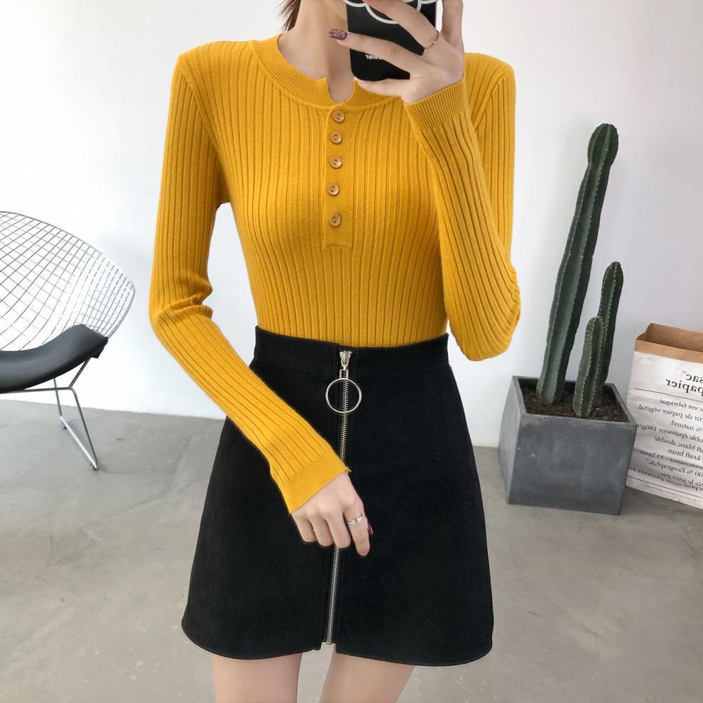 Low Round Neck Leaky Collarbone Knit Bottoming Shirt Slim Fit