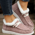 European And American Flat Heel Low Cut Round Head Fleece-lined Thick Furry Warm Women