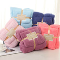 Coral Velvet Auspicious Grid Soft Absorbent Unisex Towels Suit