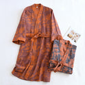 Couple Cotton Loose Bathrobe Lace Bathrobe Women's Double Jacquard Pajamas