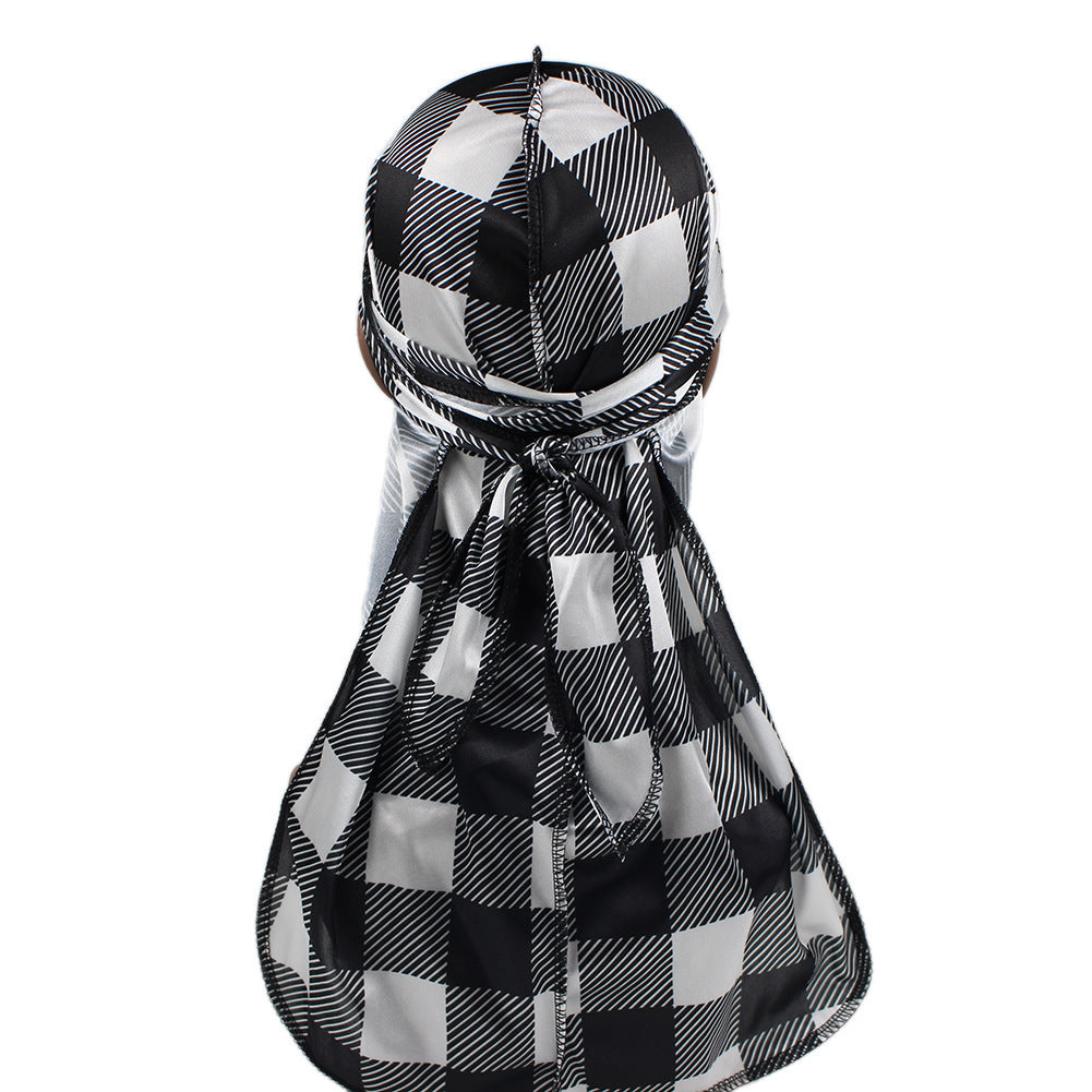 European And American Popular Artificial Silk Plaid Strap Pirate Hat