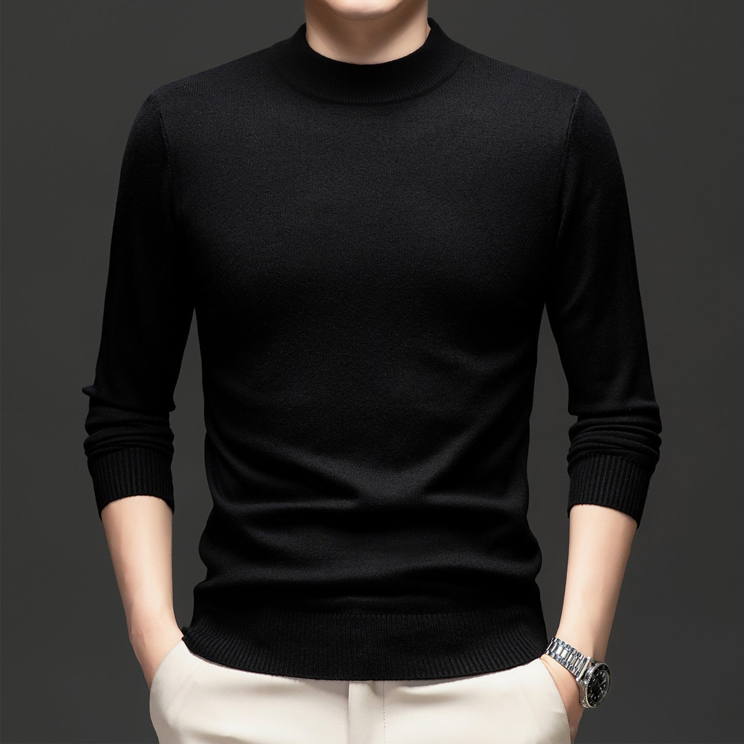 Thick Warm Sweater Half Turtleneck Simple All-matching Base