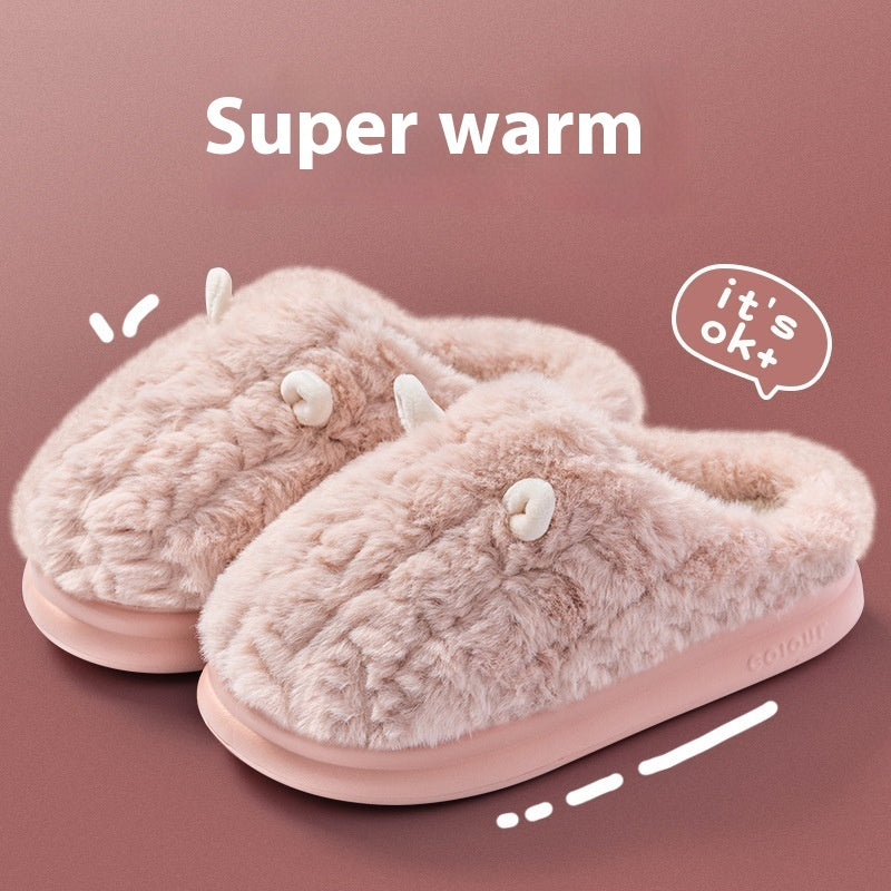 Winter Warm Indoor Home Thick Bottom Non Slip Cotton Slippers