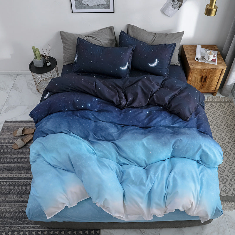 Four-piece Bed Set Blue Night Sky Bed Sheet Quilt Cover Single Double