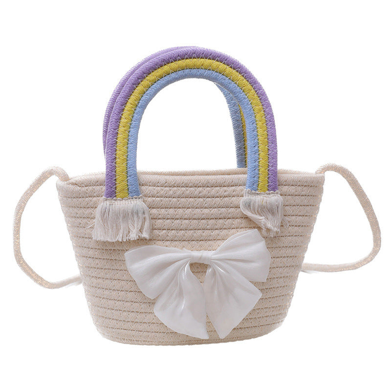 New Rainbow Portable Solid Color Handbag