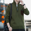 Men's Half Turtleneck Zipper Thick Needle Sweater Fashion