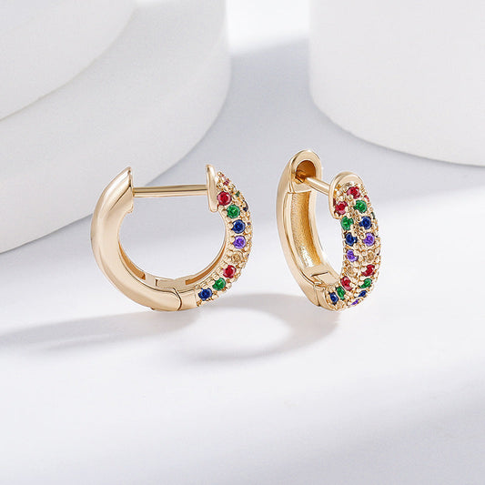 Fashion Ear Jewelry Mixed Color Zircon Micro Inlay