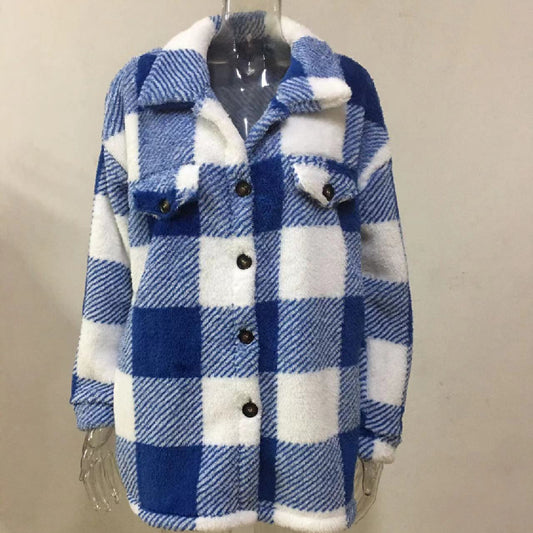 Women's Fashion Jacket Button Plush Coat