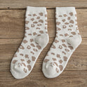 Women's Spotted Leopard Print Terry-loop Hosiery Cotton Middle Tube Socks