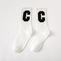 Medium Ins Fashion Brand Women's Stockings Large C Letters Women's Color Cotton Socks