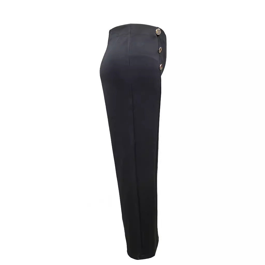 Plus Size Women's Casual Tight Straight-leg Trousers