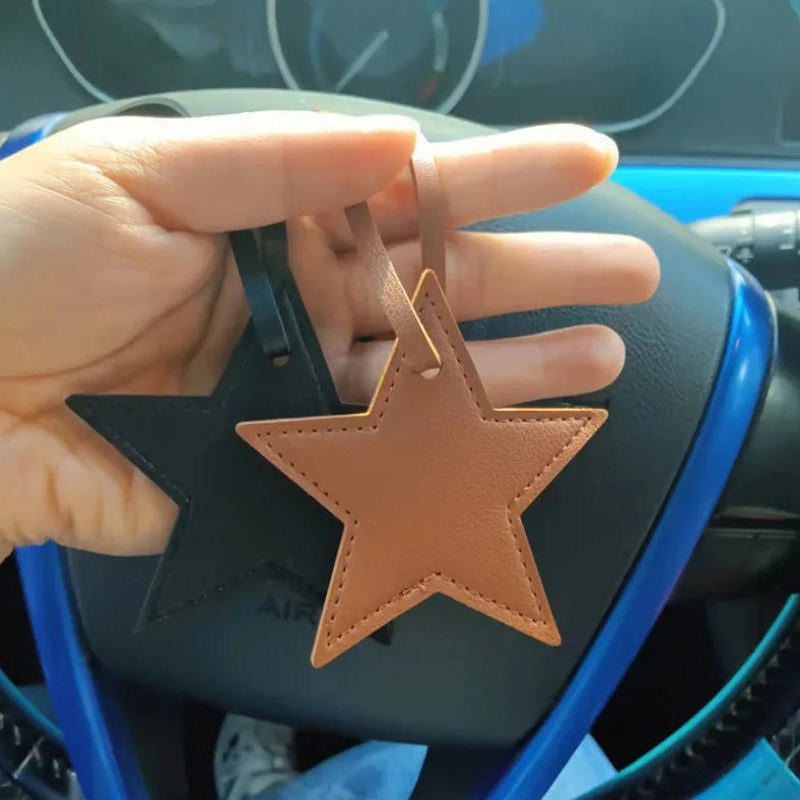 Leather Five-pointed Star Keychain Pendant Bag Ornament