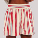 Y2K Stripe Print Shorts Summer Fashion Elastic Beach Pants With Pockets Womens Clothing