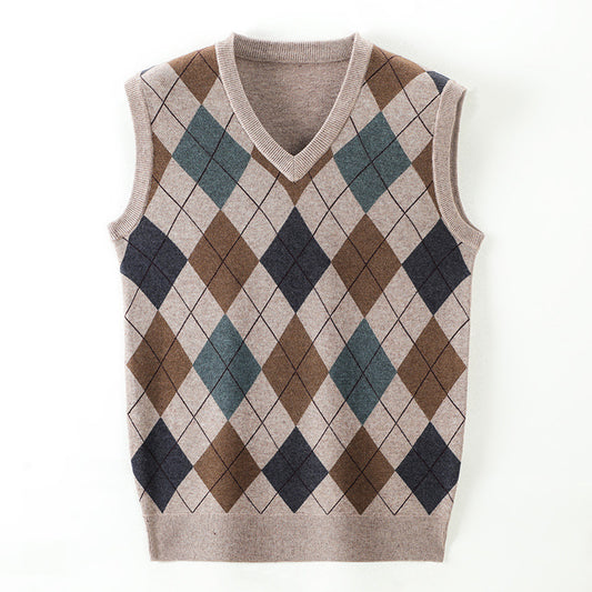 Fall Winter Men Sleeveless Knitted Sweater