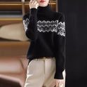 Winter New Retro Jacquard Wool High Collar Loose Thickened Jumper