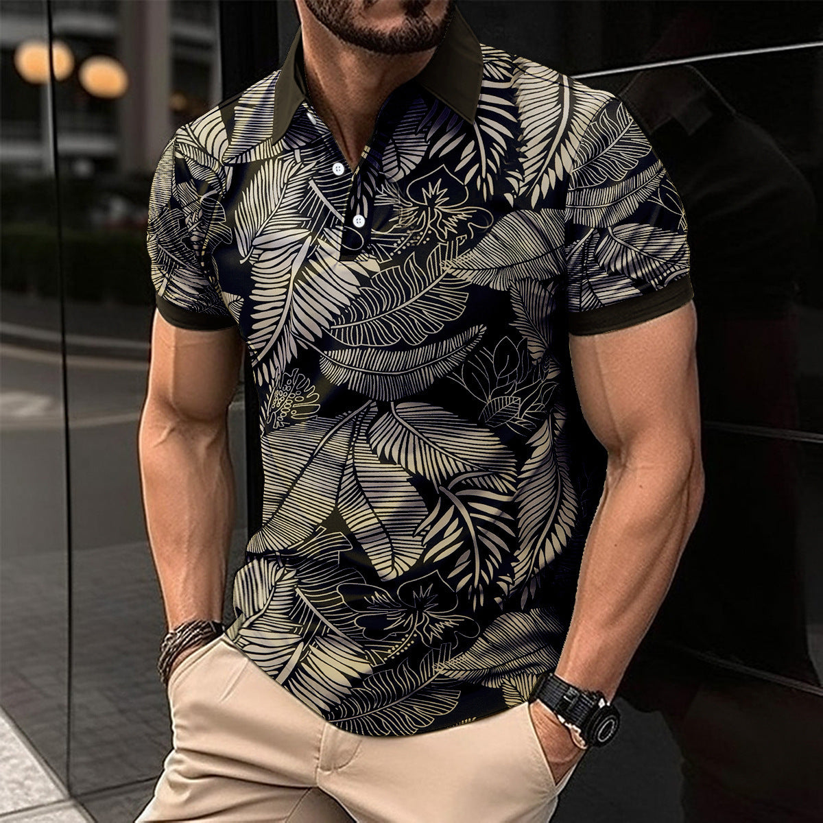 Digital Printing Men's Short Sleeve Casual