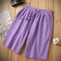 Sports Wide Leg Loose Casual Men's Combed Pure Color Cotton Shorts