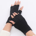 Autumn And Winter New Female Students Fashion All-match Knitted Warm Half-fingerless Gloves