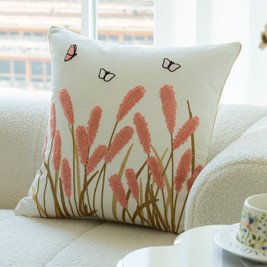 Sofa Pillow With Flower Embroidery Pillow Cover