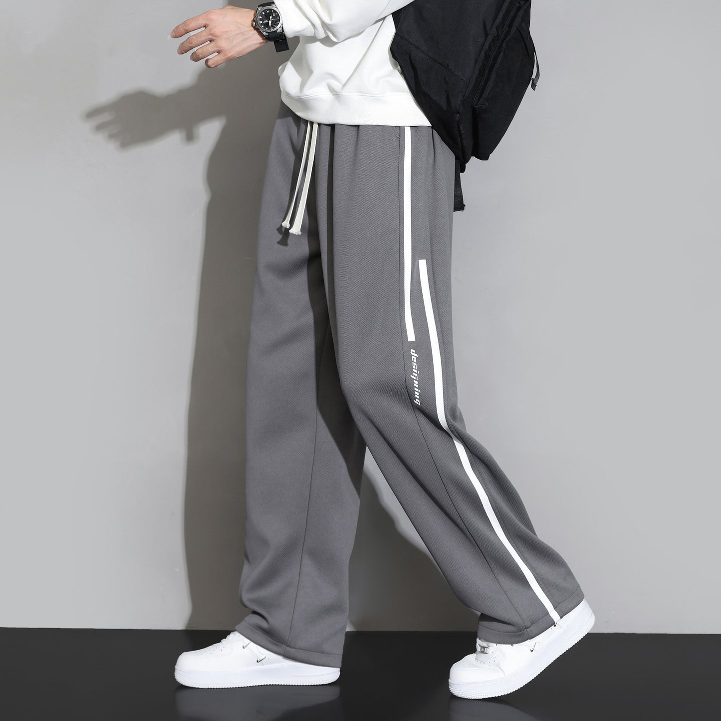 Sweatpants Men's Straight Casual Trousers Loose Wide Leg Sports Pants