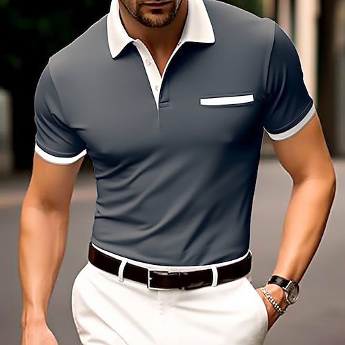 Short Sleeve Men's Polo Shirt Fashion White Leader T-shirt