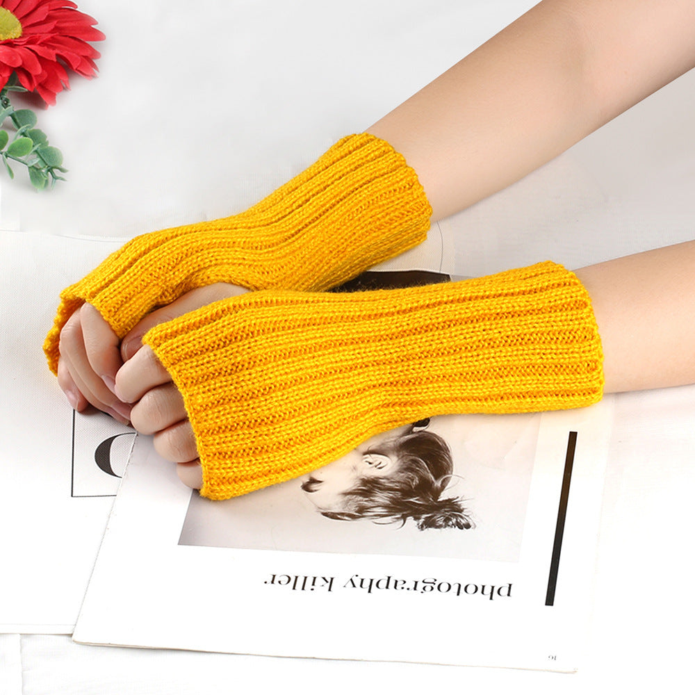 Knitting Wool Gloves Straight Arm Knitted Warm