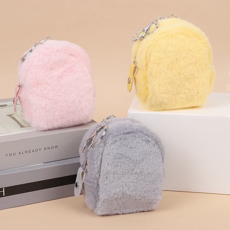 Plush Mini Wallet Small Earphone Storage Key Case