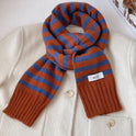 Striped Contrast Color Knitted Wool College Style Scarf