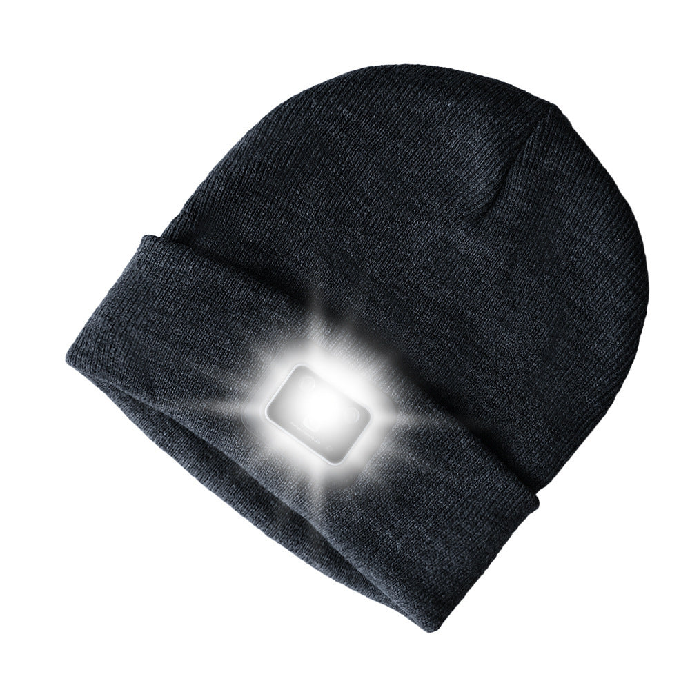 Night Running Fishing Induction Headlight Luminous Knitted Hat