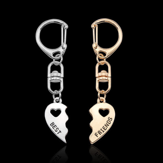 Creative Two-piece Set Golden And Silver Love Good Friends Good Girlfriends Keychain