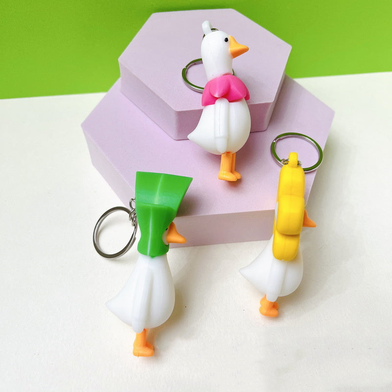 Creative Cartoon Goose Doll Keychain Trendy Bags Pendant Push Promotional Novelties Wholesale