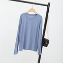 Loose Modal Comfortable Casual Solid Color Round Neck Long Sleeve T-Shirt Women