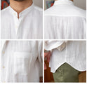 Men's Commuter Light Cooked Casual Breathable Pure Linen Long Sleeve Shirt