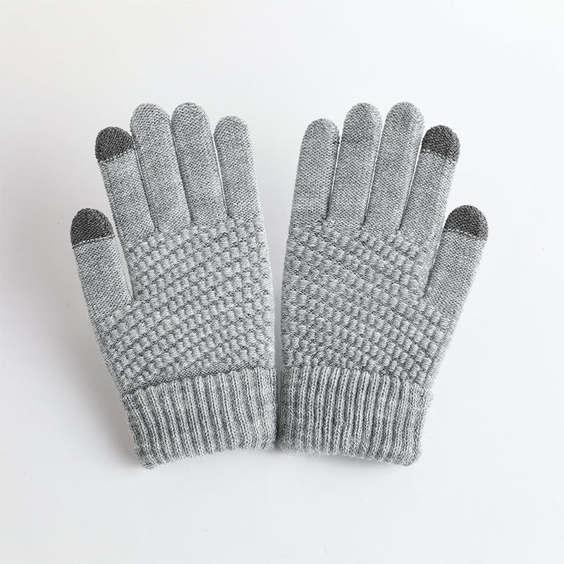 Men's And Women's Fashion Touch Screen Warm Jacquard Gloves