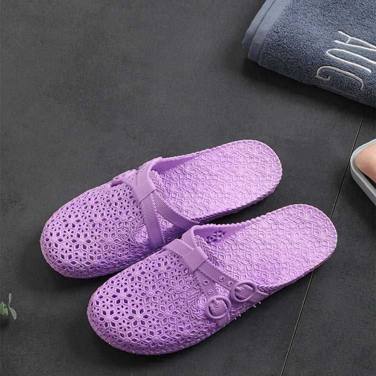 New Closed Toe Sandals Women's Outdoor Hole Shoes Soft Bottom Cutout Plastic Fashion Casual Slippers