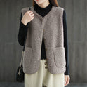 Women's Outer Wear Short Loose Lamb Wool Vest