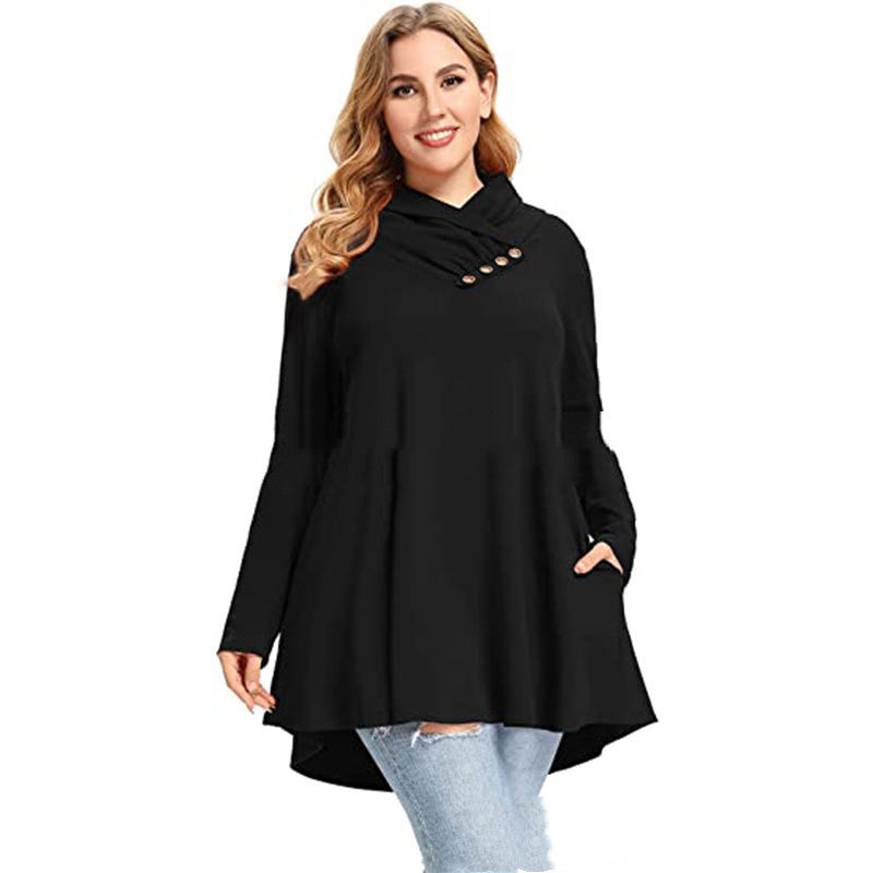 Women's Crinkle Collar Plus Size Top Long Sleeve Tunic