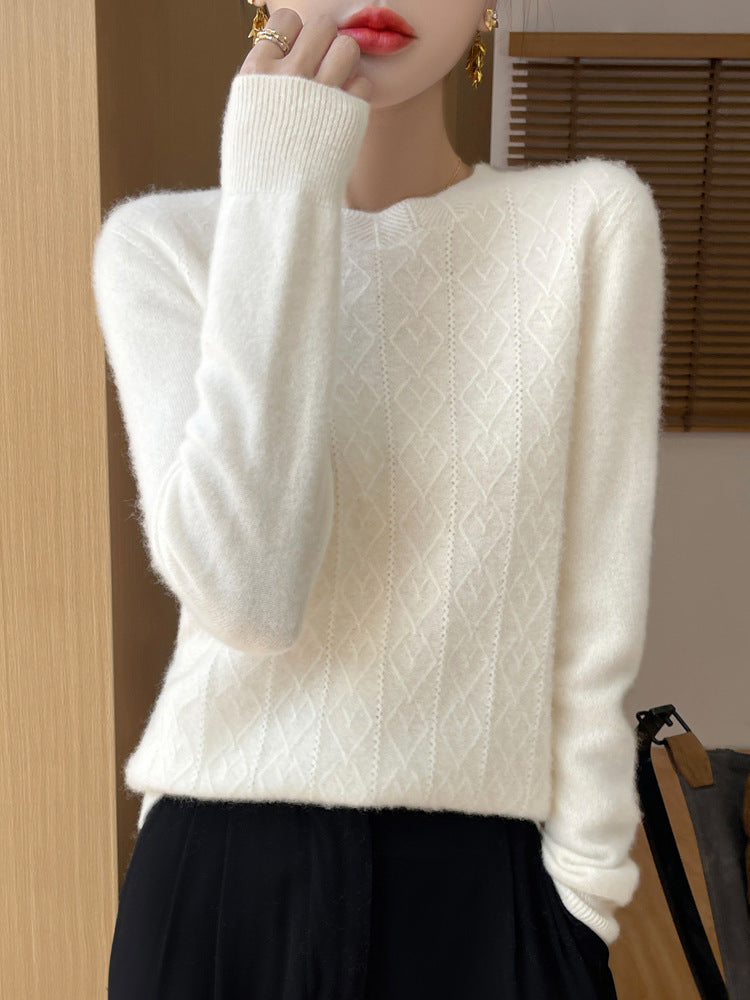 Front Line Ready-made Garments Round Neck Woolen Sweater Autumn And Winter Fashion Twisted Flower