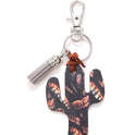 Wooden Cactus Keychain Leopard Flower