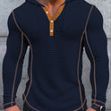 Men's Waffle Button Hoodie T-shirt Top Holiday Long Sleeve Casual Fashion