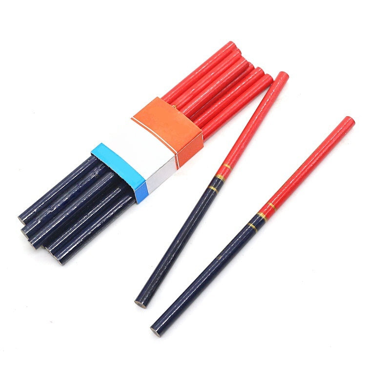 Red And Blue Two-color Carpenter's Pencil Round Marking Pen Engineering Wooden Pen