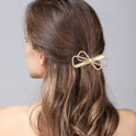 Sweet Rhinestone Pearl Hollowed-out Bow Barrettes Ins